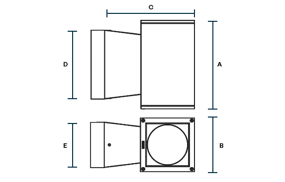 Completed Jet 38 Square Product variant dimensions drawing LIGMAN W573px3