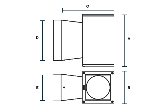 Completed Jet 54 Square Product variant dimensions drawing LIGMAN W573px3