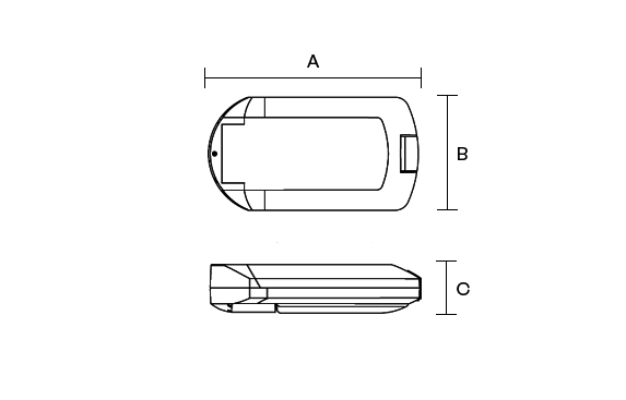Monaro LED product dimension drawing W573px