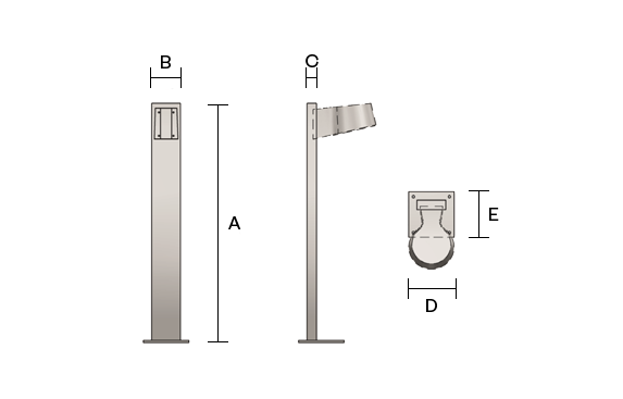 Nyx 190 Bollard product dimension drawing W573px