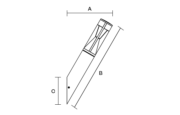 Pharola Wall Angled product dimension drawing W573px