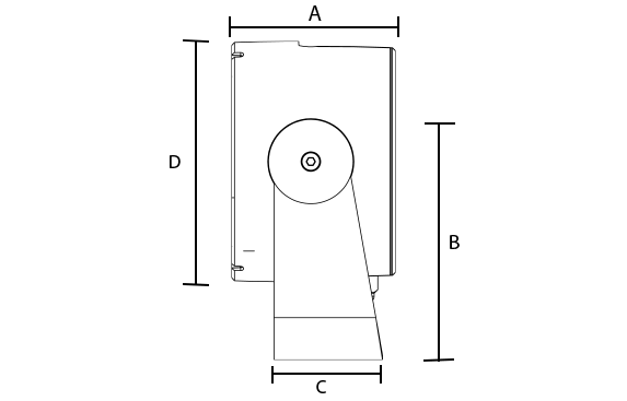 fira side on Product variant dimensions drawing Lighting W573px3